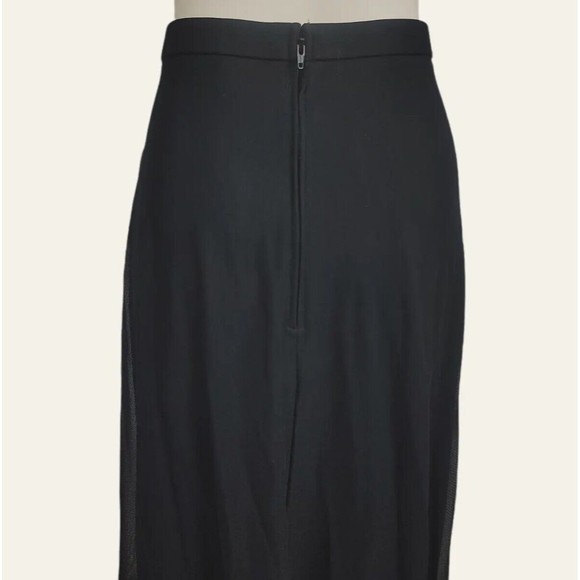 VTG Tadashi Black Maxi Tulle Evening Formal Mesh Overlay skirt 2 Slits Sheer 6 - Picture 6 of 12